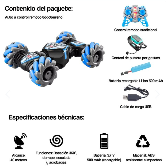 Auto Control Remoto Acróbata Azul