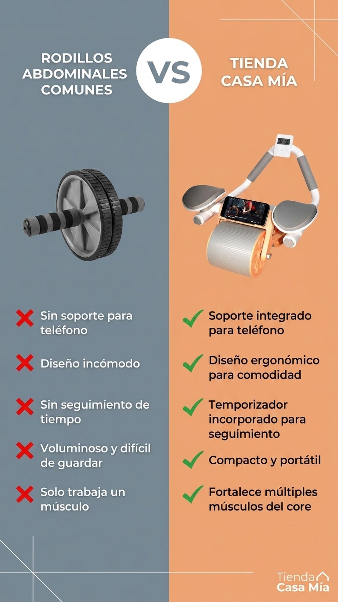 No dejes que el frío detenga tu rutina: entrena abdomen en casa con este rodillo abdominal con rebote automático