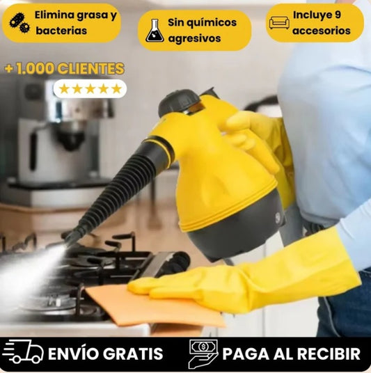Limpiador a Vapor Portátil 9 en 1 – Elimina Grasa, Sarro y Bacterias sin Químicos